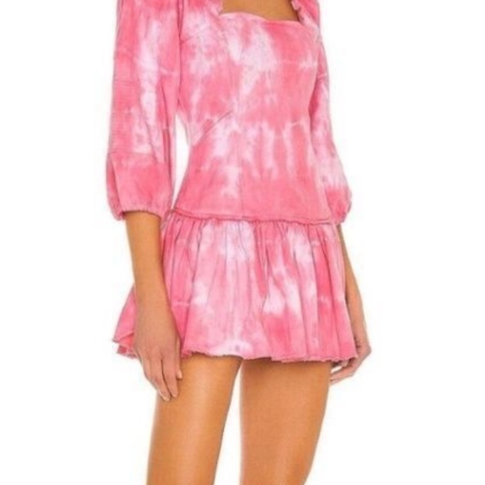 LoveShackFancy Pink Tie-Dye Mini Dress